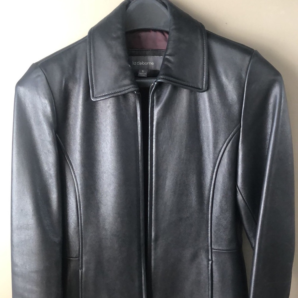 Liz Claiborne Black Retro Leather Jacket